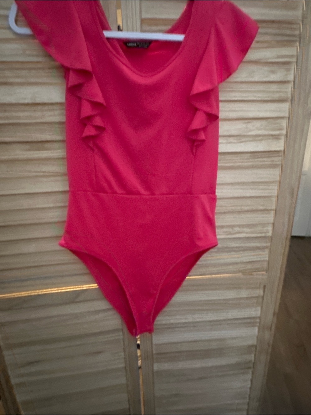 SHEIN Hot Pink Ruffle Sleeve Bodysuit